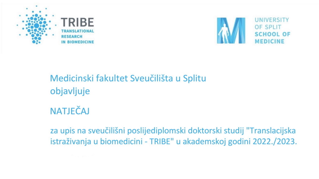 Doktorski studij TRIBE - natječaj za upis u akademsku godinu 2022/2023